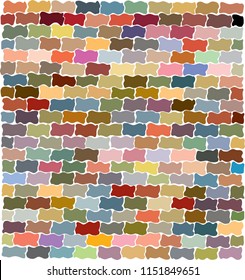 Wavy bricks pattern created from marker drawn base, in vibrant colors