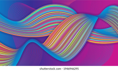 Wavy bright colored abstract background. Vector illustration