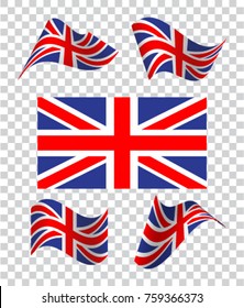 ???? of wavy British flag. Icon on a transparent background. Vector illustration