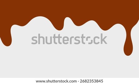 Wavy brown chocolate background with melting chocolate drops. Curved chocolate design concept. Melted chocolate wave texture.