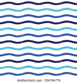 Wavy brush stripes vector seamless pattern