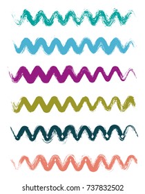 Wavy brush stroke collection.Set of paint brush lines.