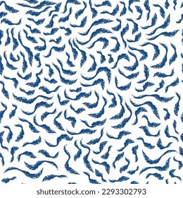 Wavy brush stroke seamless pattern, vector for fabric design