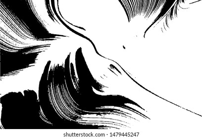 Wavy brushstrokes texture. Curvy shapes of brush strokes made with felt-tip pen. Abstract distressed vector illustration. Black isolated on white. EPS10
