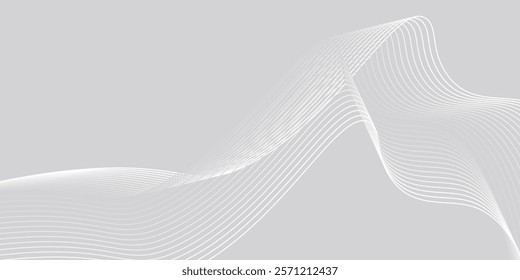 Wavy business curve lines on transparent background. Abstract ocean wave line background. Wave swirl, frequency sound wave, twisted curve lines with blend effect.	
