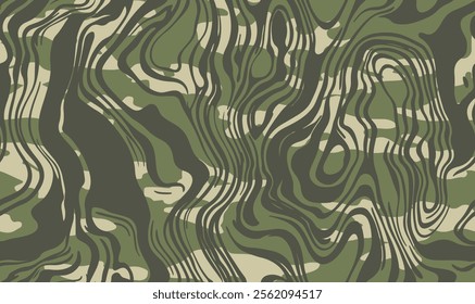 Wavy camouflage military pattern. Vector camouflage pattern for clothing design. Hunting camouflage seamless background