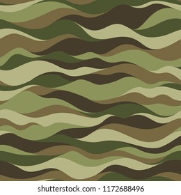 Wavy camouflage seamless pattern. Abstract modern military and hunting camo texture background. Vector illustration.
