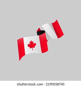 Wavy Canada Flag Ribbon Banner Design