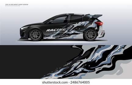 Wavy car wrap livery design vector file eps 10 printable decal file