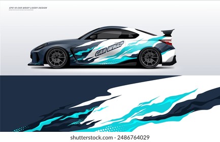 Wavy car wrap livery design vector file eps 10 printable decal file