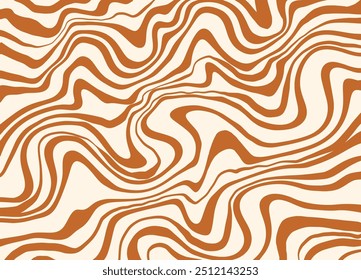 Caramelo ondulado ou padrão de mel. Plano de fundo abstrato de amendoim em espiral de vetor. Ilustração de molho líquido