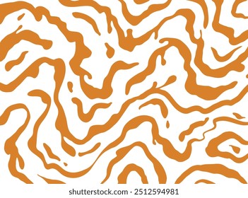 Wavy caramel or peanut butter pattern. Vector banner with milk toffee texture, abstract background. Liquid sauce illustration