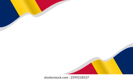 wavy chad flag frame background with copy space for text. for national day