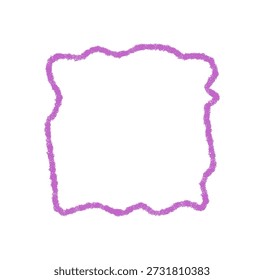 El contorno del marco de la cita de garabato de tiza ondulada forma un borde orgánico en morado suave. La Plantilla de rectángulo ofrece un fondo gráfico único para el texto moderno y las ideas creativas del diseño en bosquejo elegante