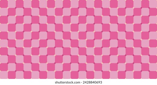 Wavy checkerboard background. Optical illusion. Geometric retro psychedelic checkered pattern. Abstract vector backdrop