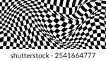 Wavy checkerboard visual distortion illusion. Chess board. Vector illustration.