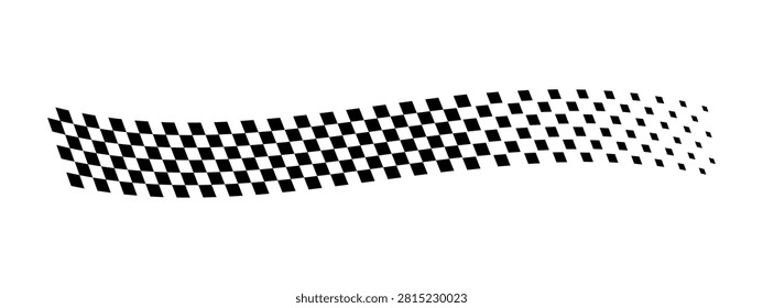 Wavy checkered banner with faded effect. Taxi or police car border. Rally flag texture. Motocross, karting or chess game competitions print. Start or finish concept. Vector graphic illustration.