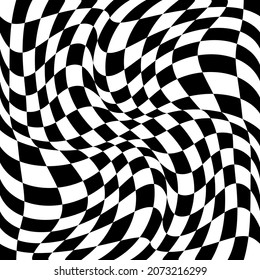 Wavy checkered fabric seamless flag. Vector with volumetric wave racing flag. Vector and seamless checker.