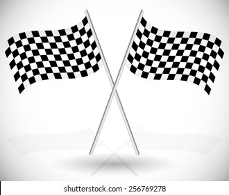 Wavy Checkered Racing Flags Crossed