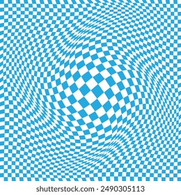 Wavy chess board. Chessboard concept. Wave distortion effect. Retro fluid abstract checkerboard backdrop. Perfect for textile, wallpaper or print design. Vector illustration. eps10