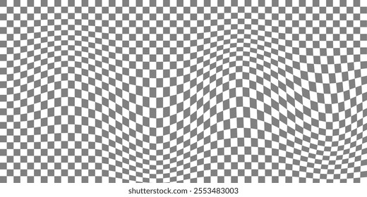 Wavy chess board. Chessboard concept. Wave distortion effect. Vector illustration.