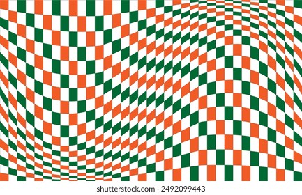 Wavy chessboard effect, india abstract background. Vector illustration
