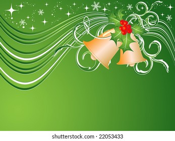 wavy Christmas vector background with bells