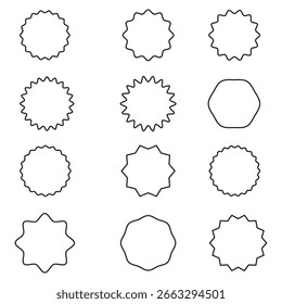 Wavy circle edge line icon set element