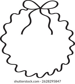 Wavy Circle Frame with Bow