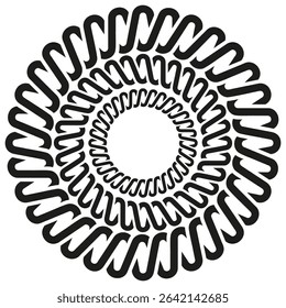 Wavy circle icon. Spiral loop symbol. Abstract curved shape. Vector design element.