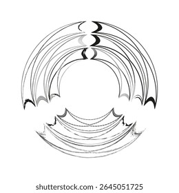 Wavy circle pattern. Black layered rings. Dynamic art symbol. Vector design shape.