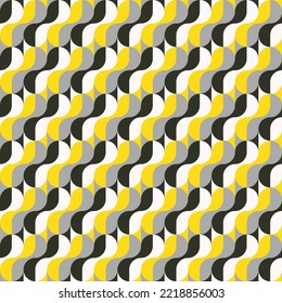 Los círculos ondulados son impecables en amarillo, gris, blanco y negro. Se puede usar para gráficos de moda como impresión de alamante textil, decoración de casa como papel tapiz, marketing, publicidad y diseño gráfico web, envoltura