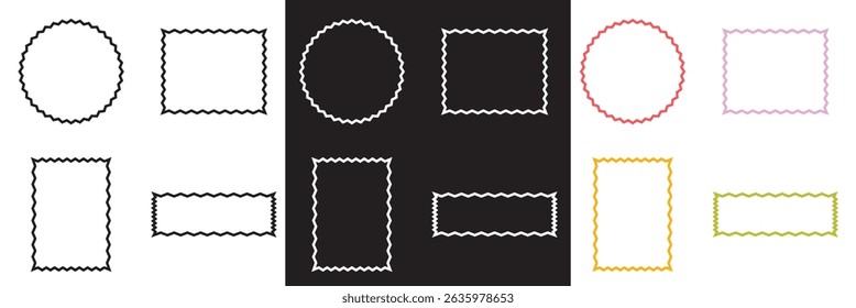 Wavy circular, oval and rectangular shape elements . Vector for websites, mobile interfaces, presentations, banner, visual branding etc. Vector illustration. isolated on white and black background.