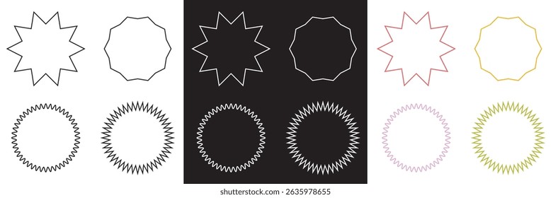 Wavy circular, oval and rectangular shape elements . Vector for websites, mobile interfaces, presentations, banner, visual branding etc. Vector illustration. isolated on white and black background.