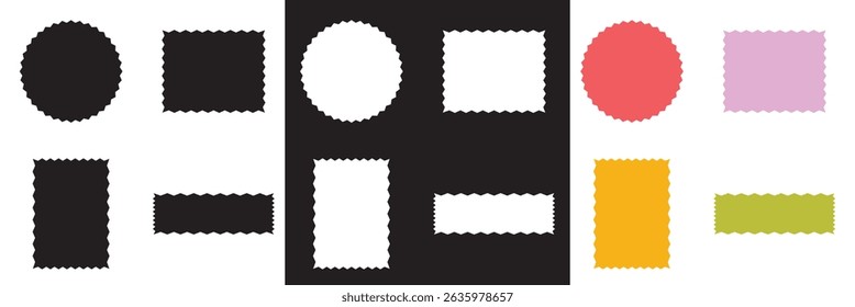 Wavy circular, oval and rectangular shape elements . Vector for websites, mobile interfaces, presentations, banner, visual branding etc. Vector illustration. isolated on white and black background.