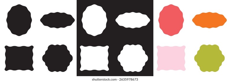 Wavy circular, oval and rectangular shape elements . Vector for websites, mobile interfaces, presentations, banner, visual branding etc. Vector illustration. isolated on white and black background.