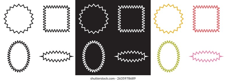 Wavy circular, oval and rectangular shape elements . Vector for websites, mobile interfaces, presentations, banner, visual branding etc. Vector illustration. isolated on white and black background.