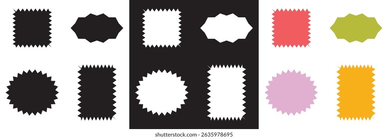 Wavy circular, oval and rectangular shape elements . Vector for websites, mobile interfaces, presentations, banner, visual branding etc. Vector illustration. isolated on white and black background.