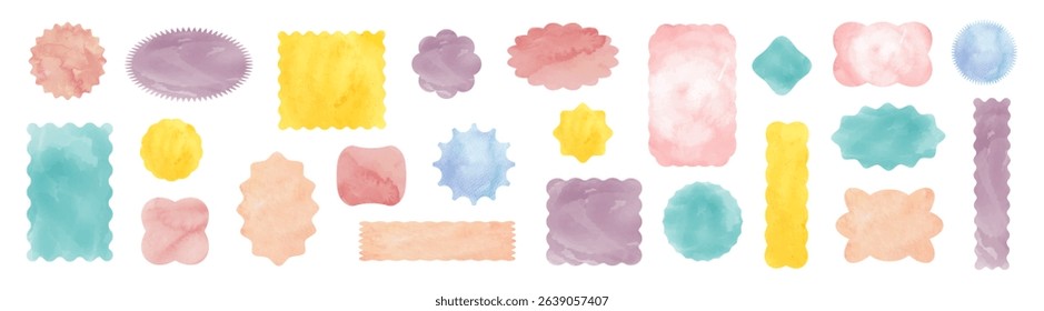 Wavy circular, oval and rectangular shape elements set. Abstract elements for template, stickers, promo design, web design and social media