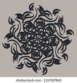 Wavy circular print. Round pattern. T-shirt print. Ornament. Vector illustration.