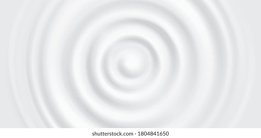 Wavy circular pulsation of liquid. Splash from falling drop of dairy products, cosmetic creams. Swirl drop of milk, top view.