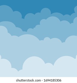 Wavy clouds of blue color with a gradient in white.