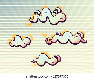 Wavy clouds in the sky. EPS 10 vector. Transparency, blending modes used.