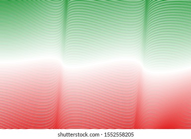 Wavy Color line such as the flag fabric. Green White and Red as the National flag of Kuwait