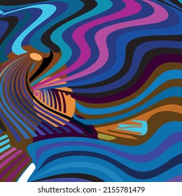 Wavy colored lines, intertwined and smooth.