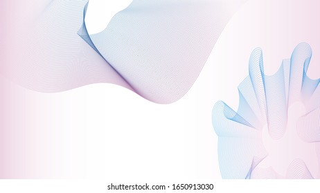 Wavy colored lines on a delicate pink background. Vector illustration.