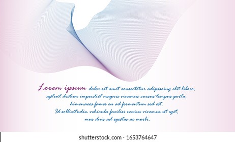 Wavy colored lines on a delicate pink background. Space, indent for text. Vector illustration.