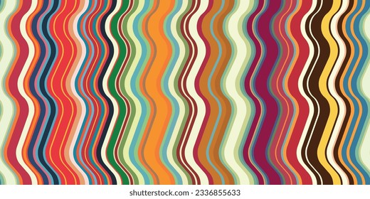 Wavy colored stripes going one after another. Seamless striped pattern.