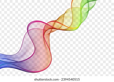 Wavy colored transparent lines in rainbow colors.