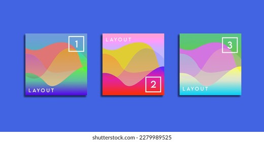 Wavy colorful abstract background set with modern and minimalism style